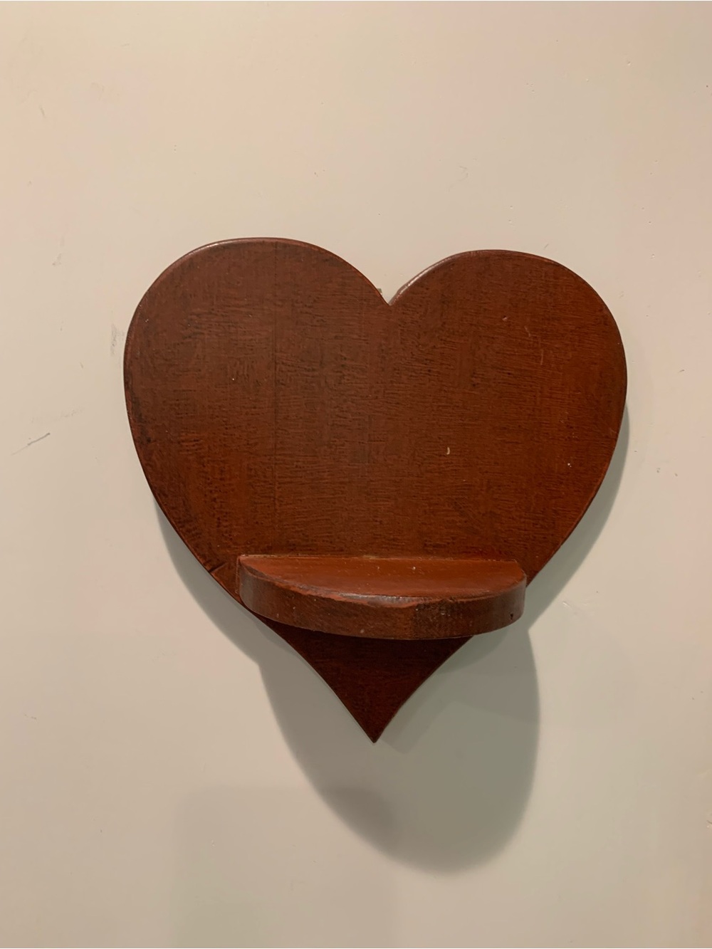 Vintage Heart Shaped Wooden Wall Shelf - Brown